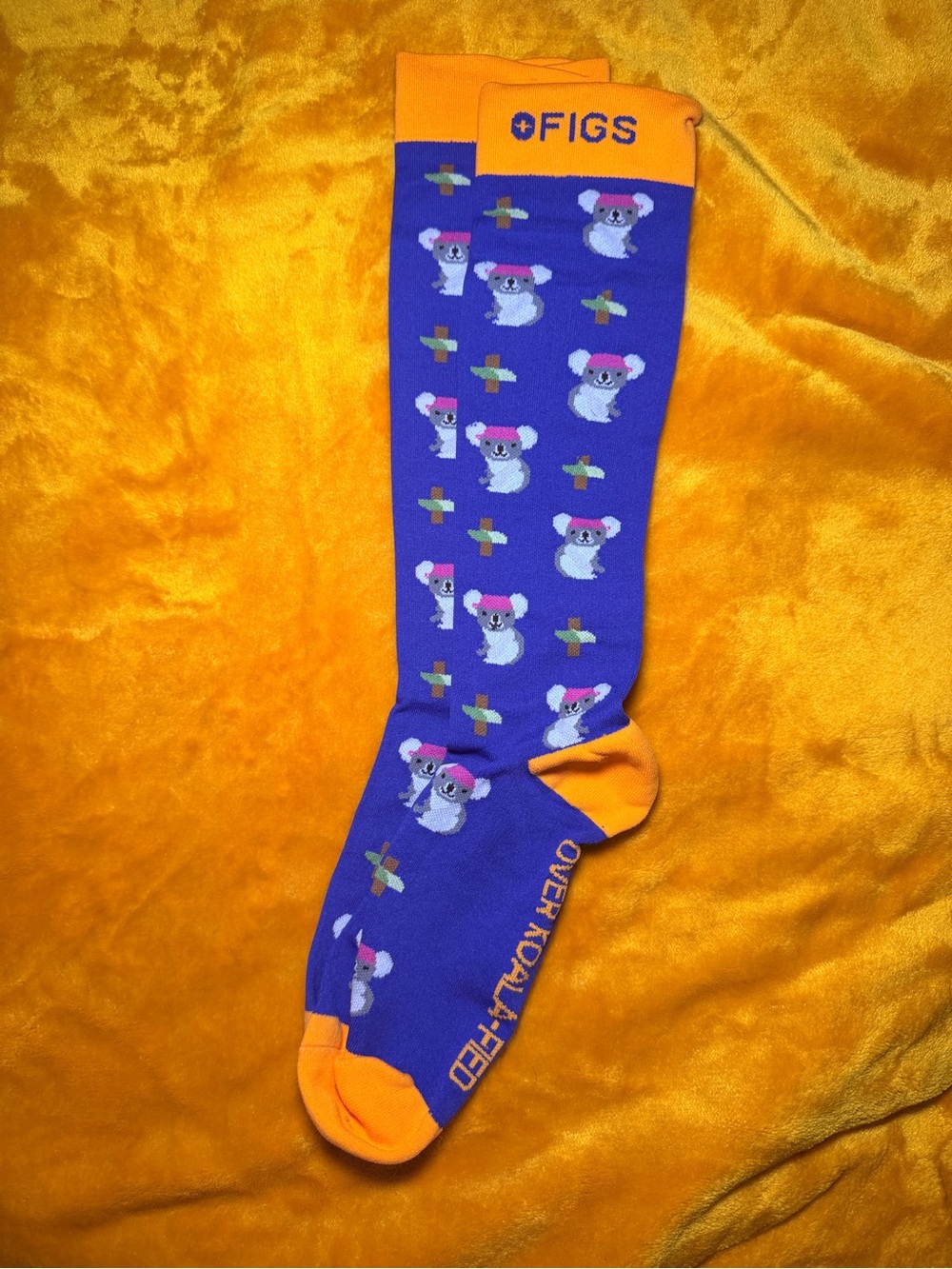 FIGS UNISEX blue & Orange Koala Compression Socks